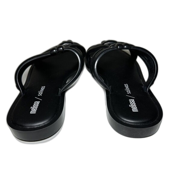 MELISSA SALINAS Women's Wave Slip On Strappy Black Sandals Flats 6 - Picture 4 of 6